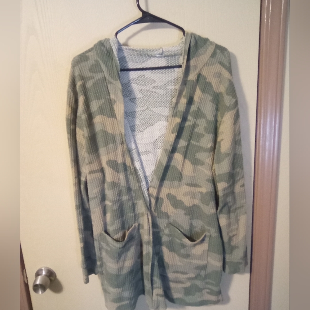 Camo hooded cover up
